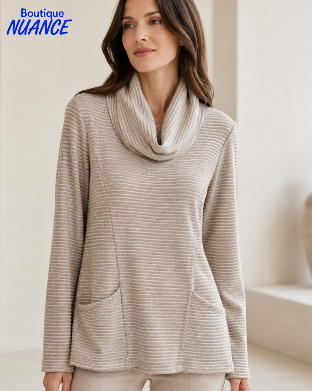 Textured Drape Neck Tunic - SoftWorks #102413