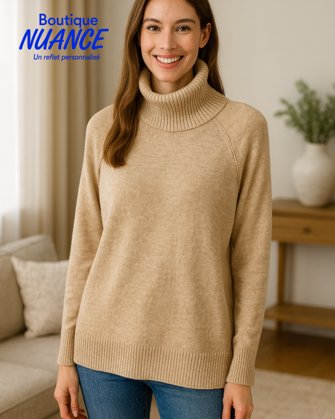 Taupe Elegance – FDJ Turtleneck Top #1841333