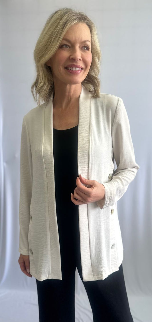 Veste fluide à manches longues avec boutons décoratifs – SoftWorks #201600