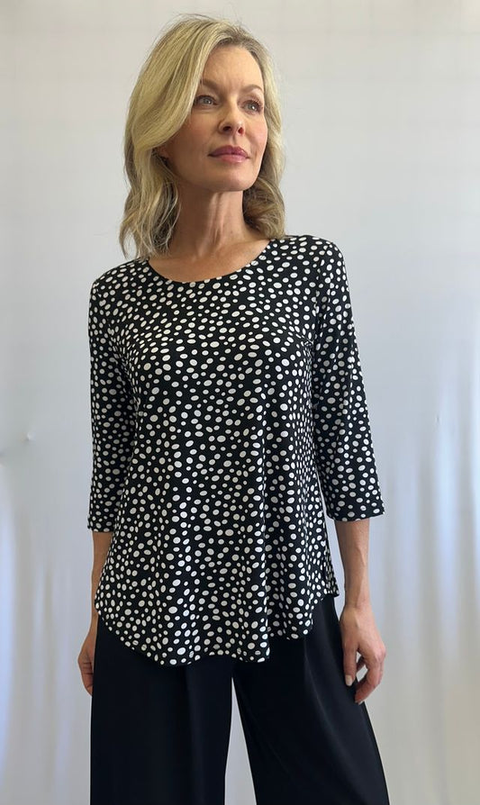 Tunique fluide à manches trois-quarts à motif à pois – SoftWorks #202291
