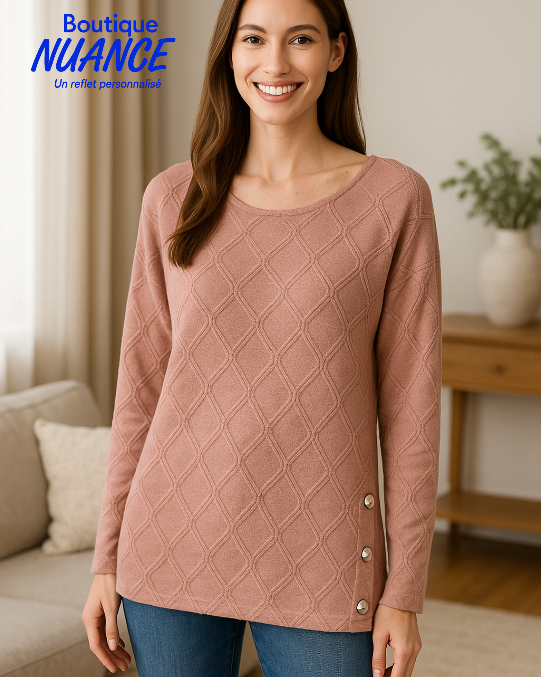 Elegance Blush Tone on Tone – The Frank Lyman Top #213451