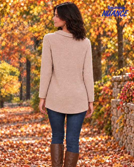 Tunique en tricot métallisé à imprimé feuillage et animalier – Beta’s Choice #217561