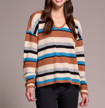 Chandail en tricot gaufré à rayures - Tribal #2254O-576