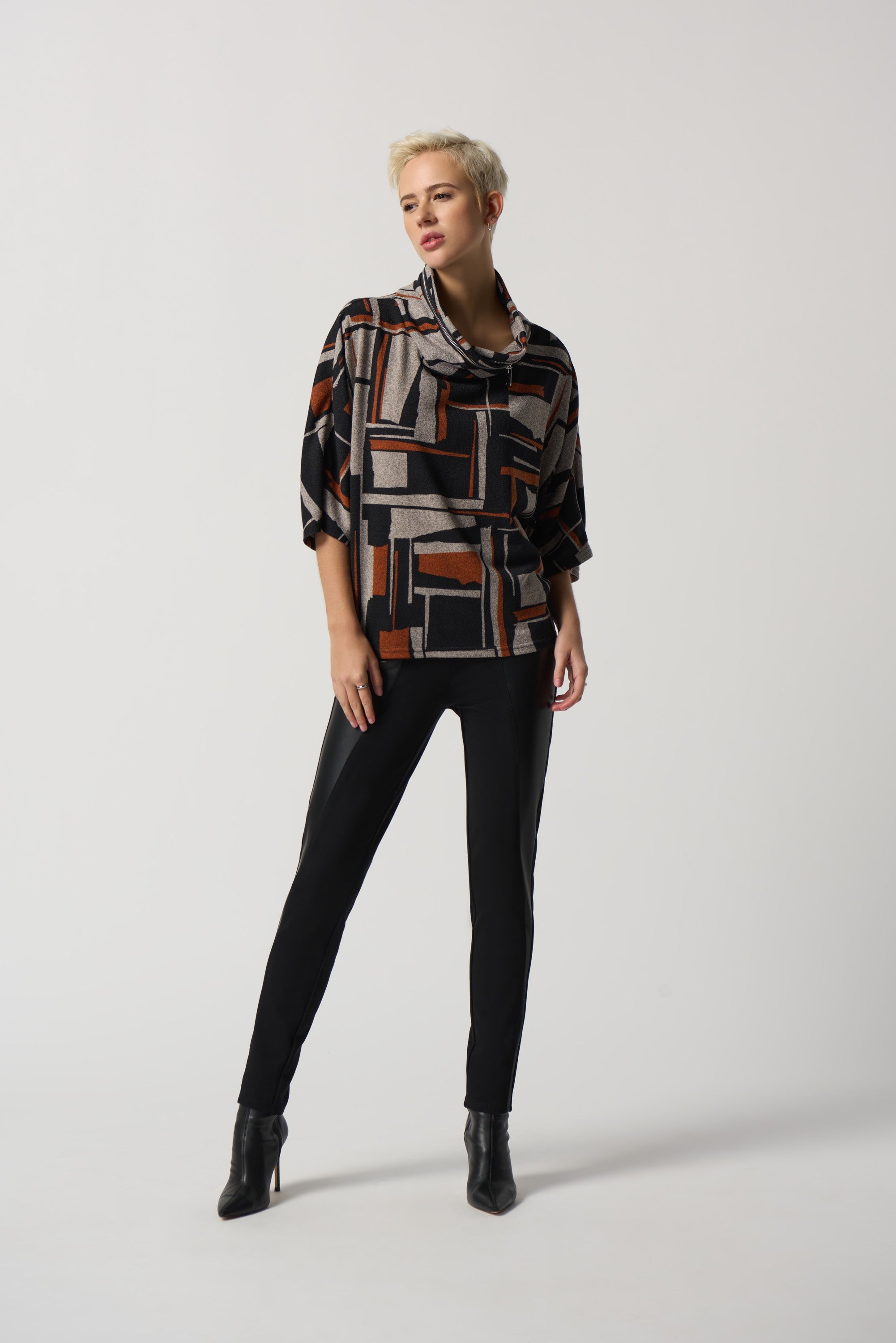 Faux-Leather Panel Leggings by Joseph Ribkoff # 233012