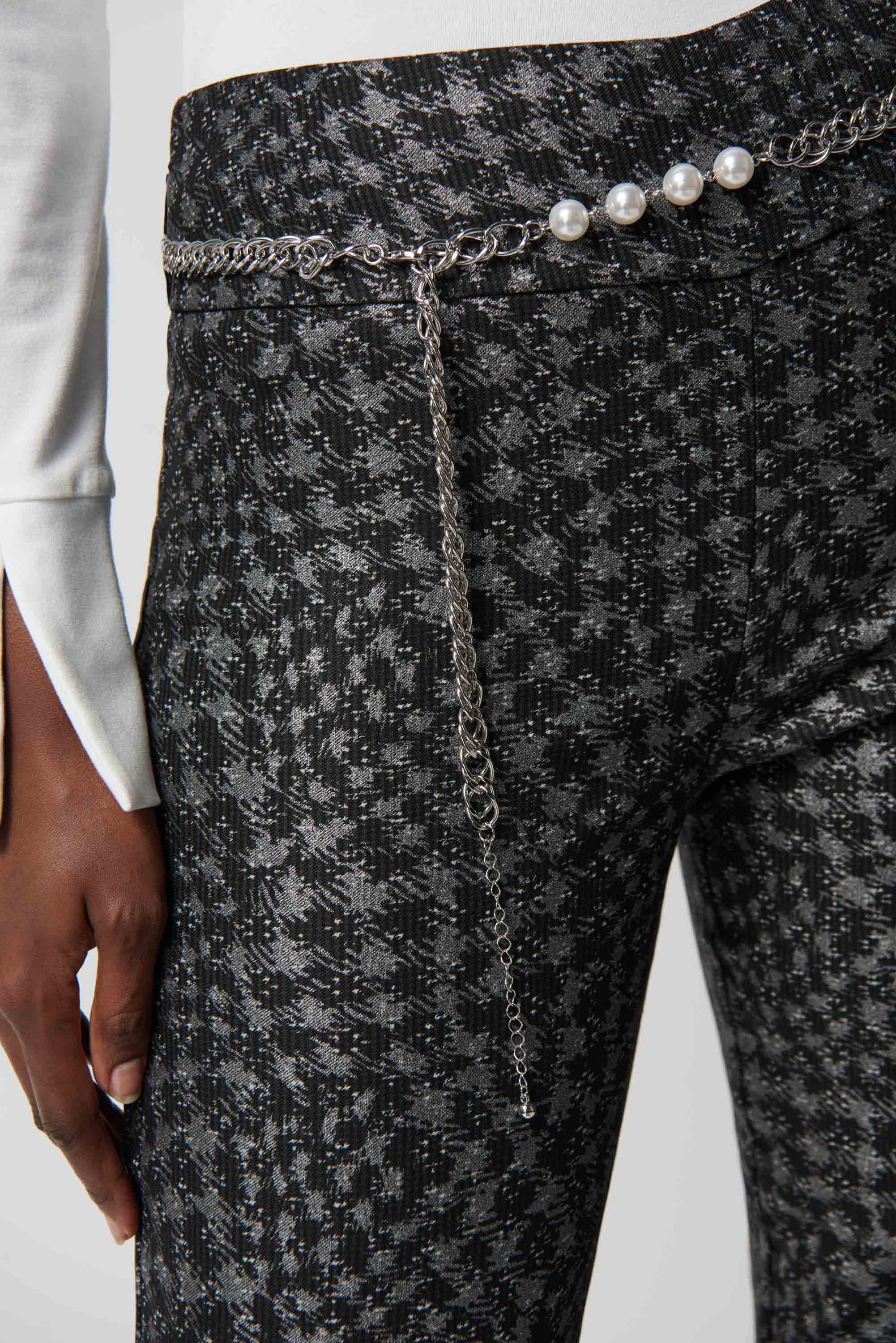 Houndstooth Millenium Pull-On Pants With Pearl Belt by Joseph Ribkoff #234101