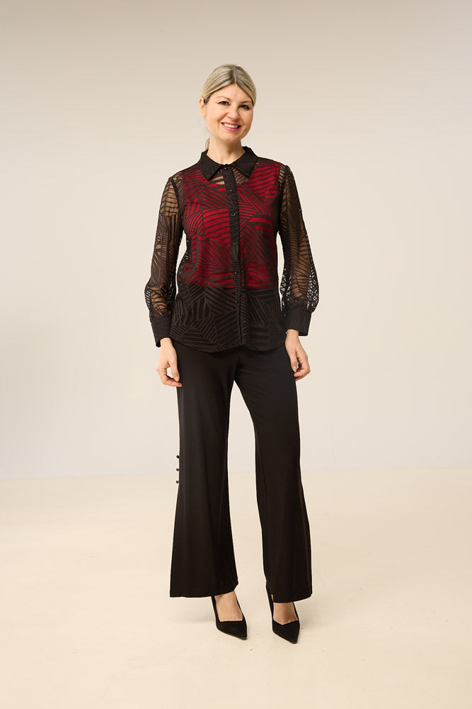 Chemisier en polyester, transparent avec motifs, par Cyrstal #24-6711