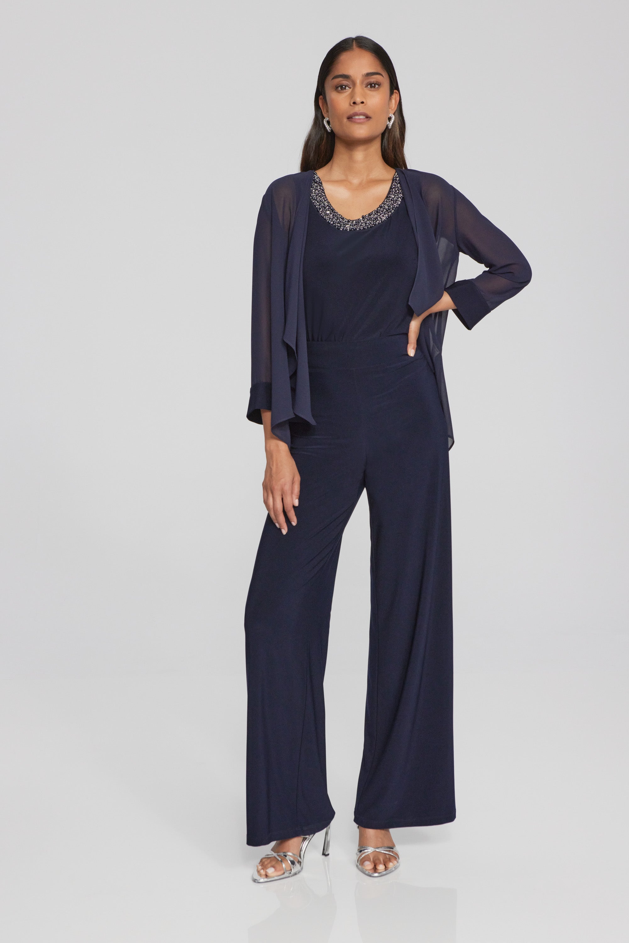 Joseph Ribkoff two-piece chiffon and silky knit top #241743