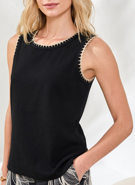 Camisole unie à encolure contrastée et bretelles larges – Tribal #2430O-8367