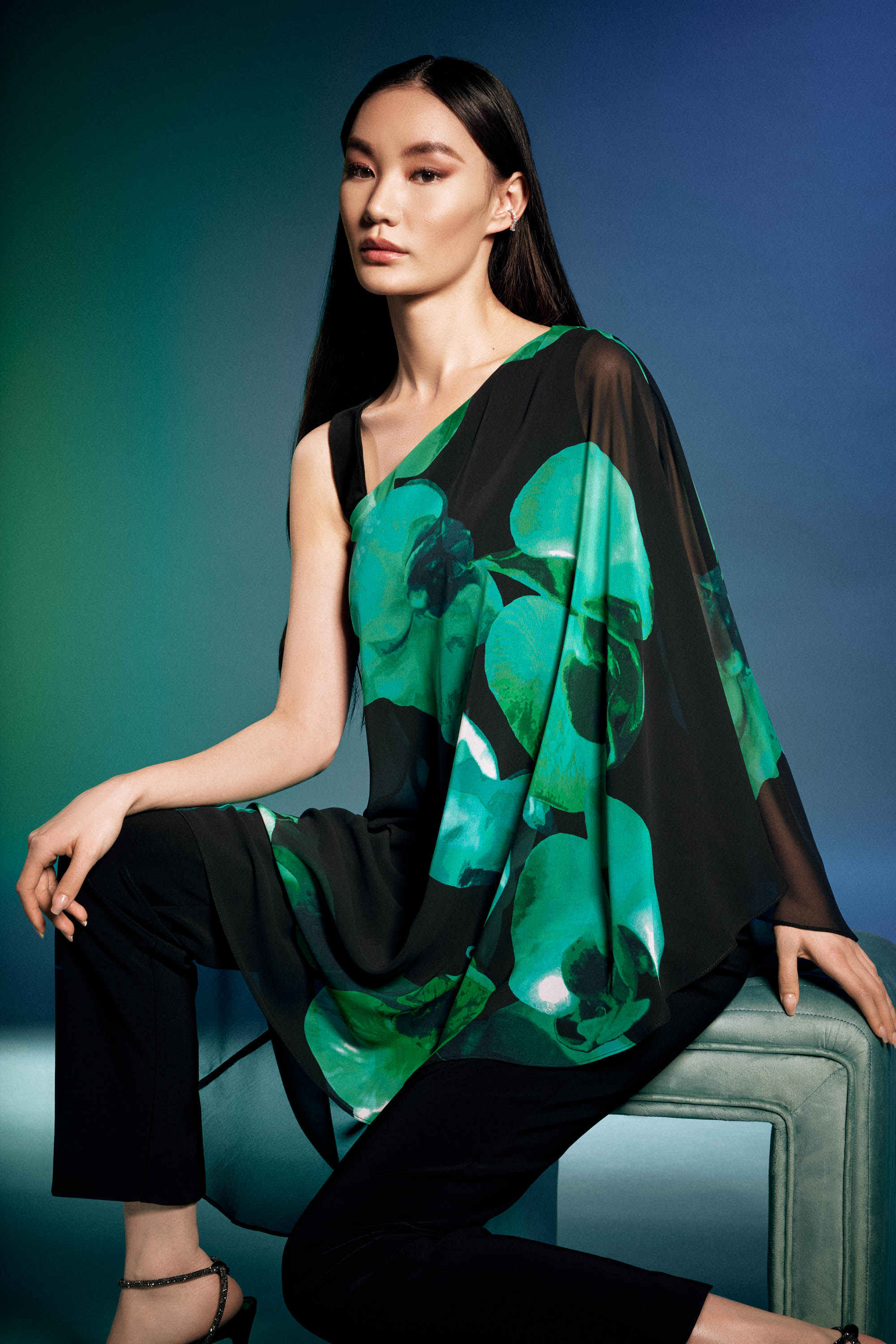 Floral Print Chiffon Layered Tunic, by Joseph Ribkoff #243791