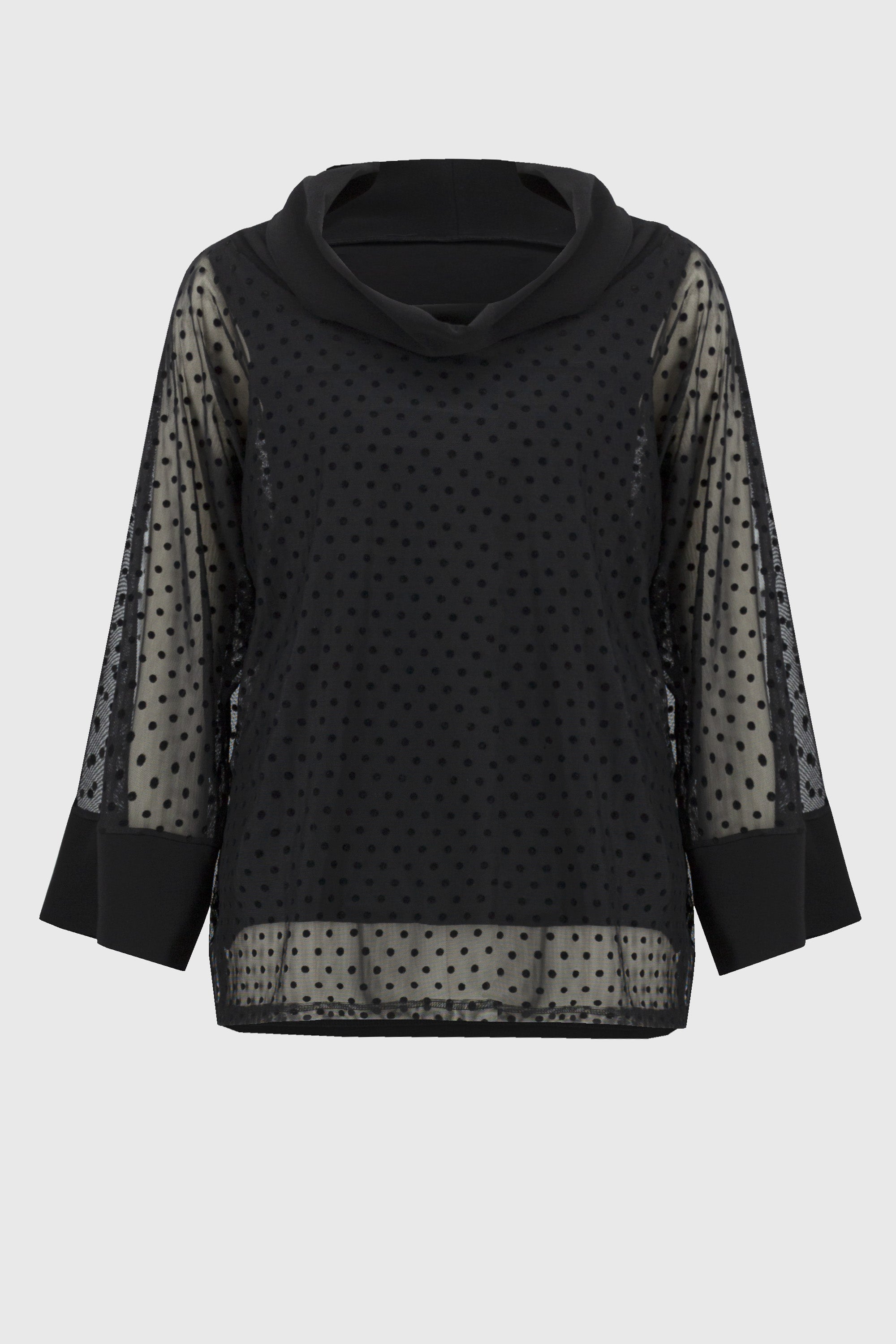 Layered tunic in polka dot mesh and silky knit, by Joseph Ribkoff #244178