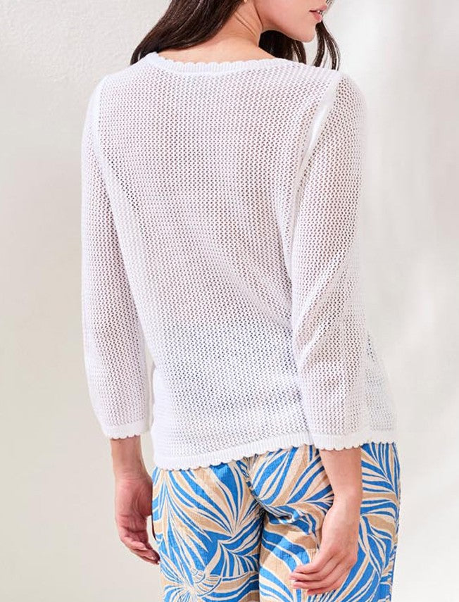 Haut en tricot ajouré à inscription brodée – TRIBAL #2460O-576