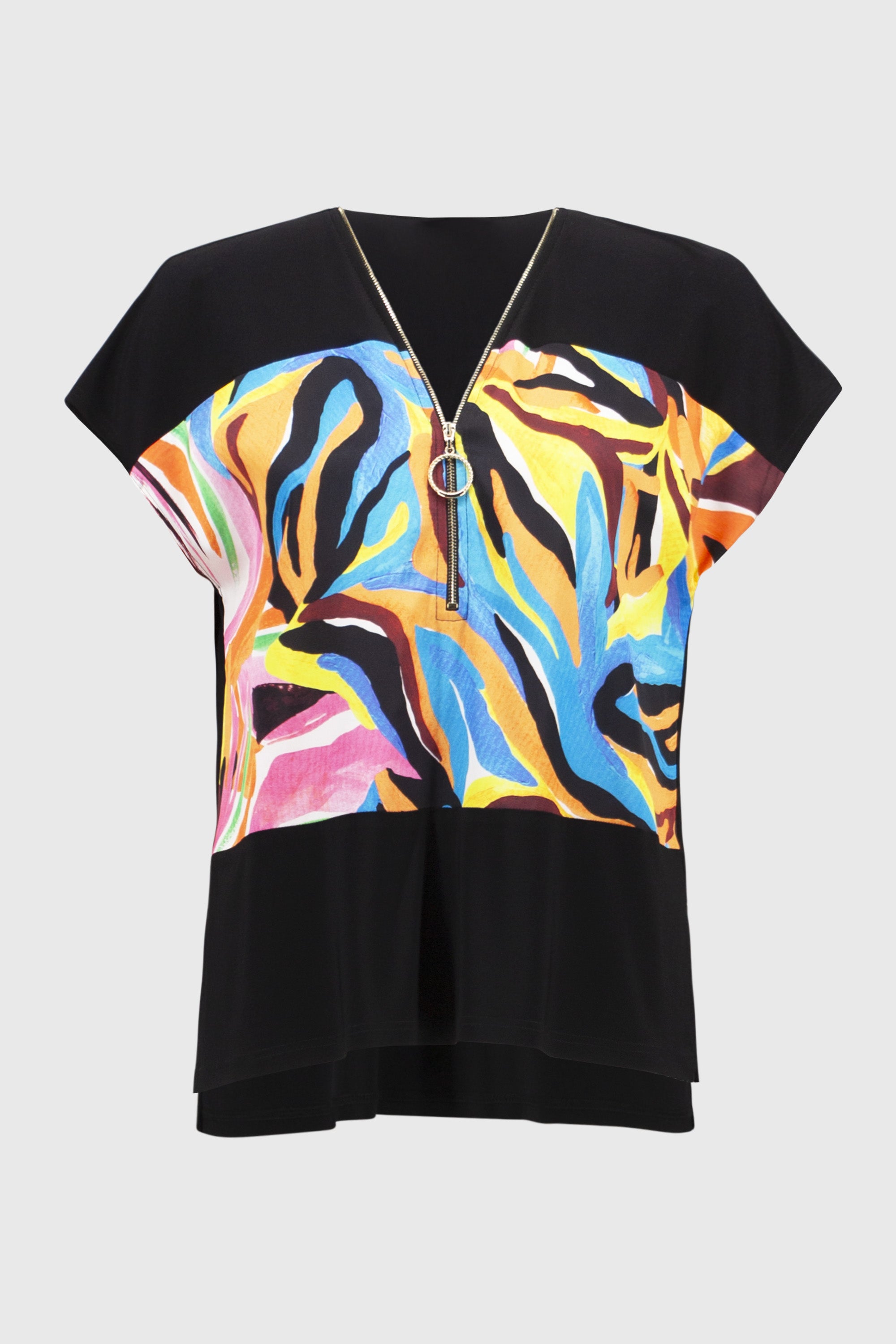 Abstract boxy top in silky knit and satin, by Joseph Ribkoff #251248