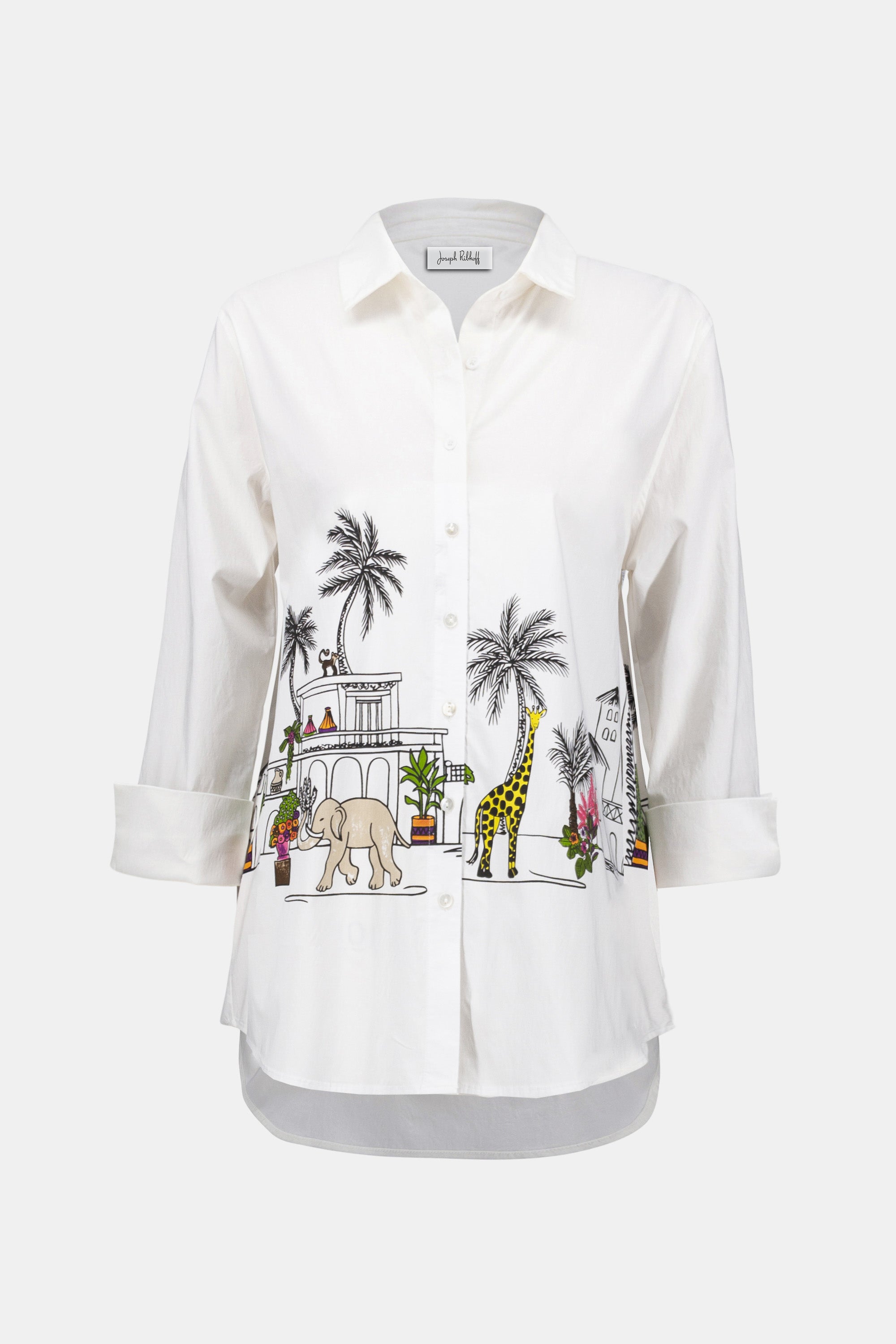 Expressive Print Stretch Poplin Blouse - Joseph Ribkoff #252930