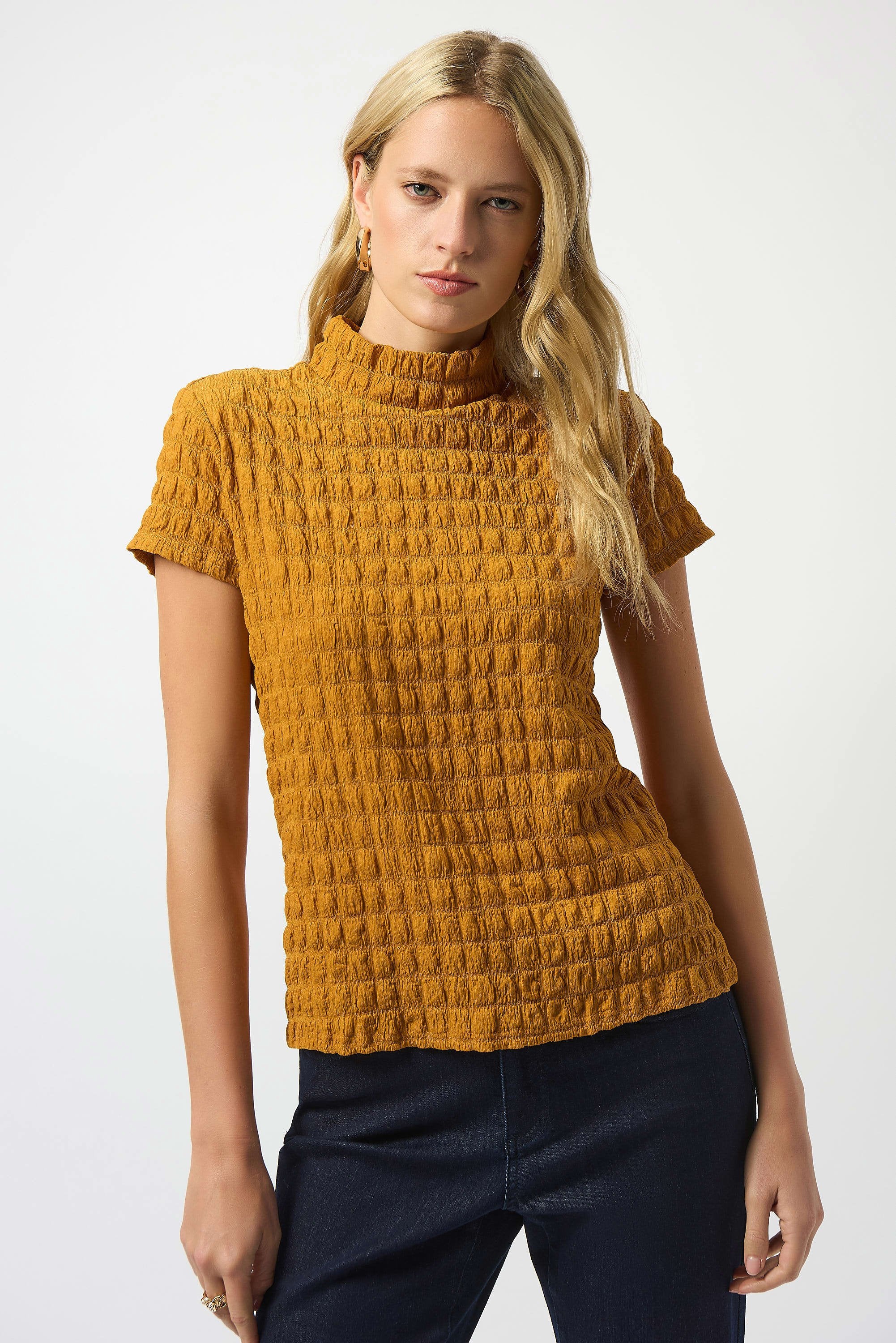 Pull Femme Joseph Ribkoff Bleu - Taille 10 (M) - Col V Ligne A - Manches Courtes - Occasion Parfait État