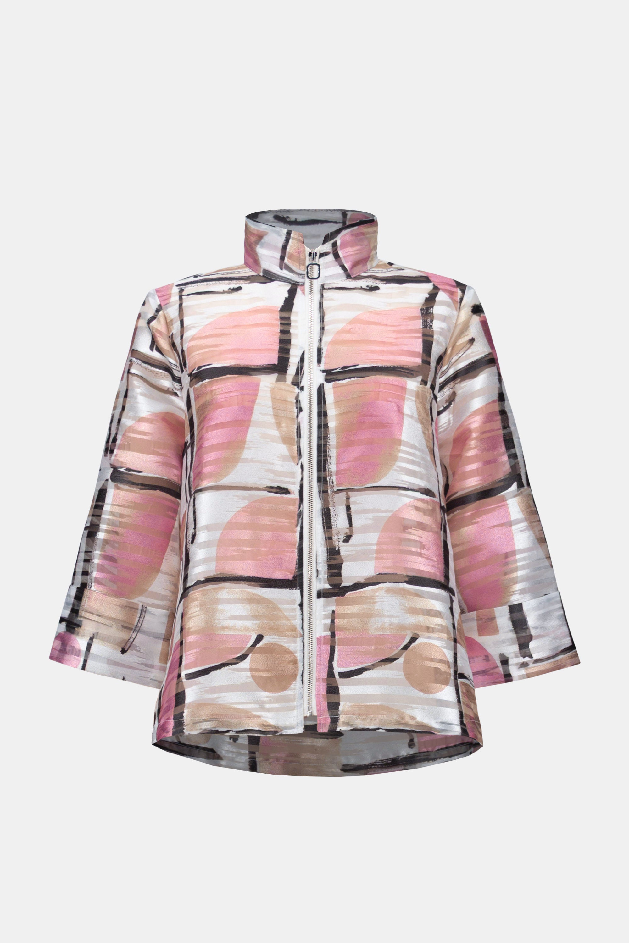 Boxy jacket in jacquard organza with abstract print - Joseph Ribkoff #261052