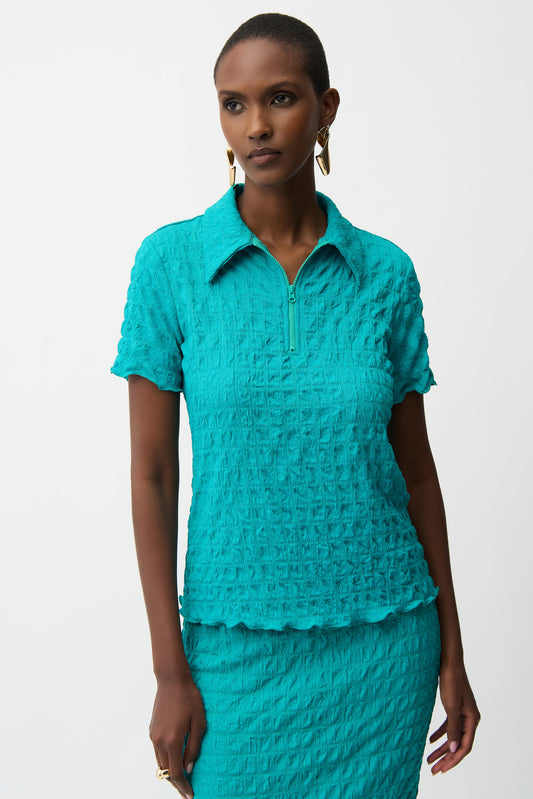 Haut ajusté en tricot texturé avec encolure à fermeture éclair - Joseph Ribkoff #261071