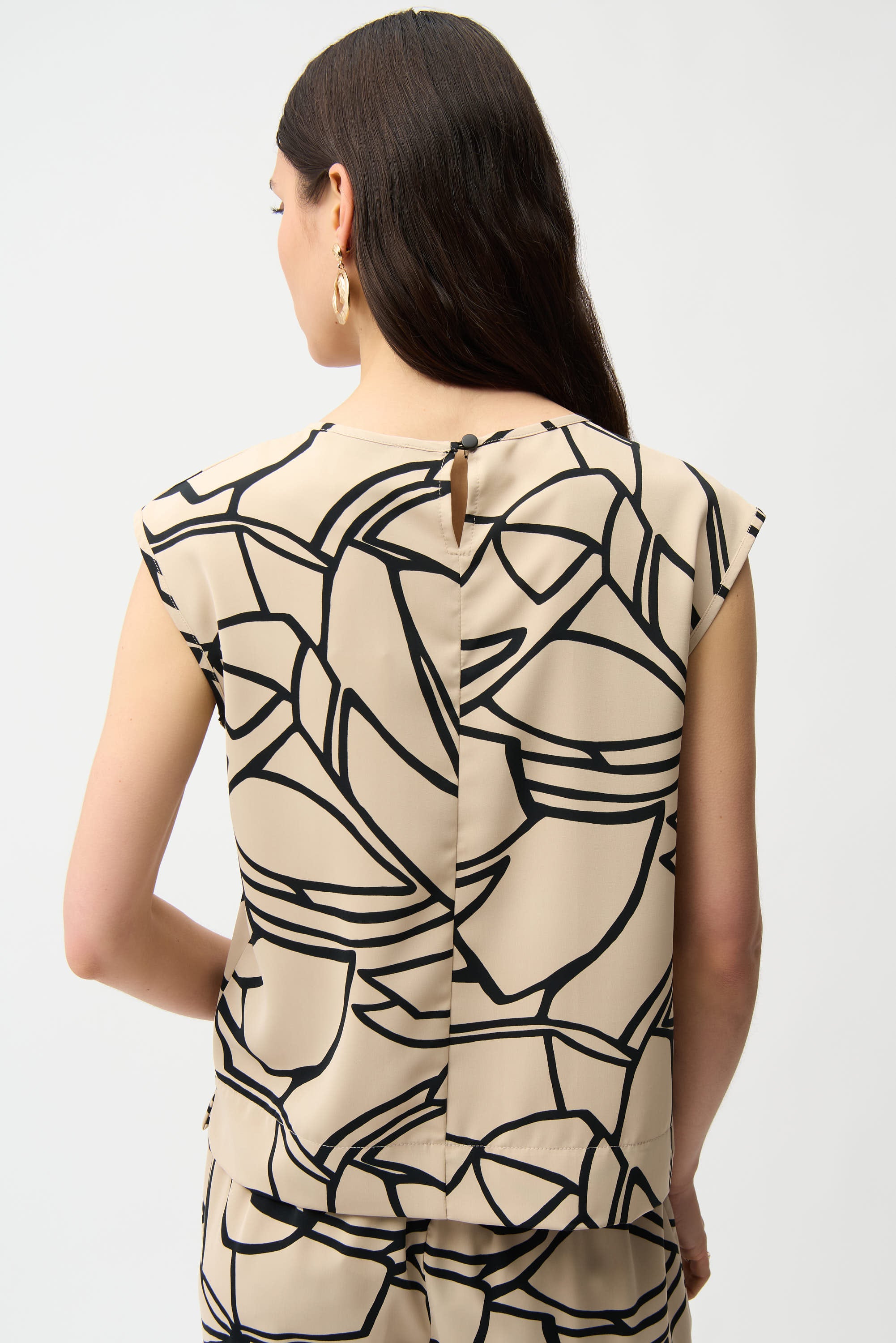 Boxy top in recycled fabric with abstract print - Joseph Ribkoff #261125
