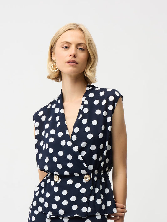 Haut cache-coeur basque en georgette à pois - Joseph Ribkoff #261250