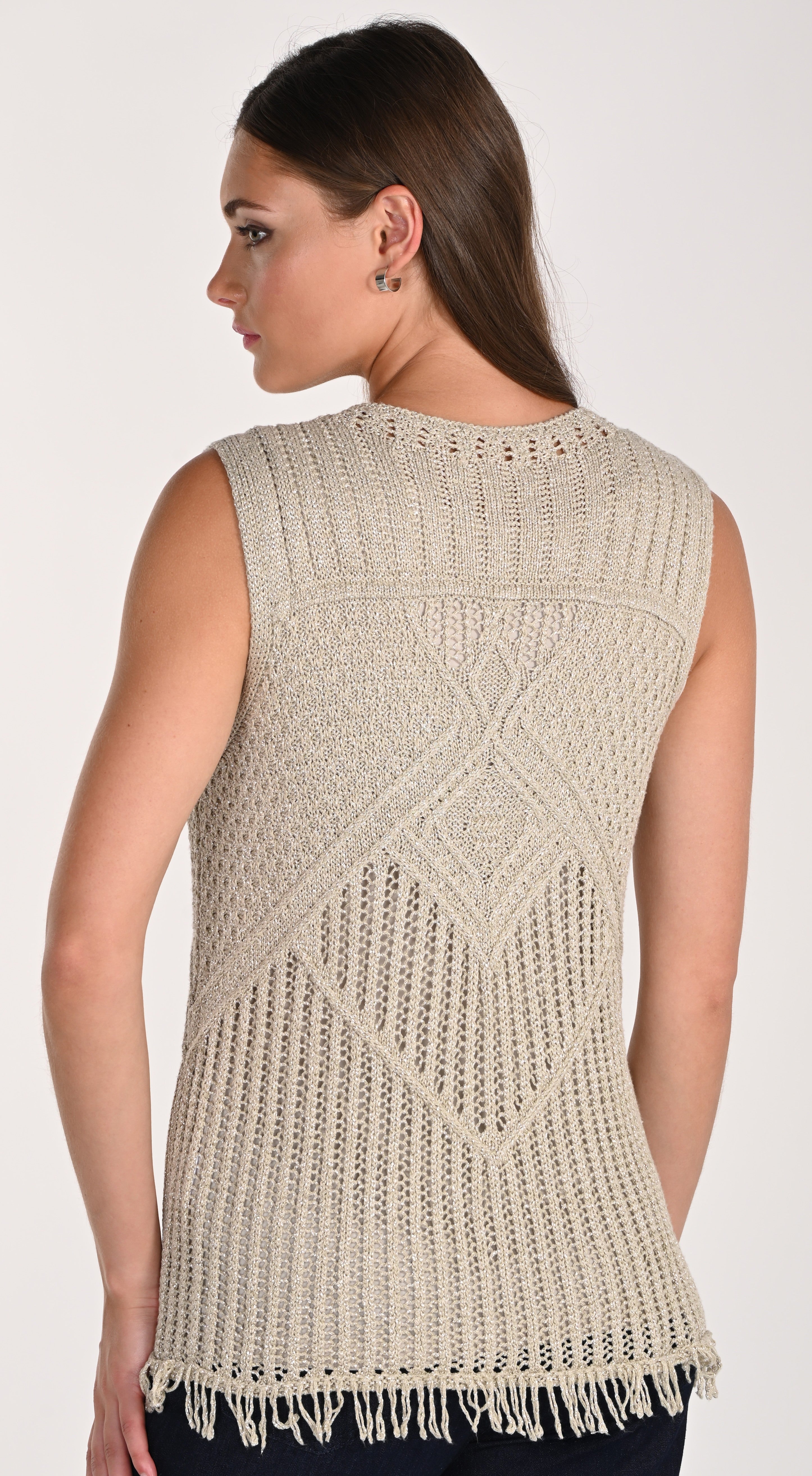 Camisole en Tricot Macramé Scintillant à Franges – Frank Lyman #261667