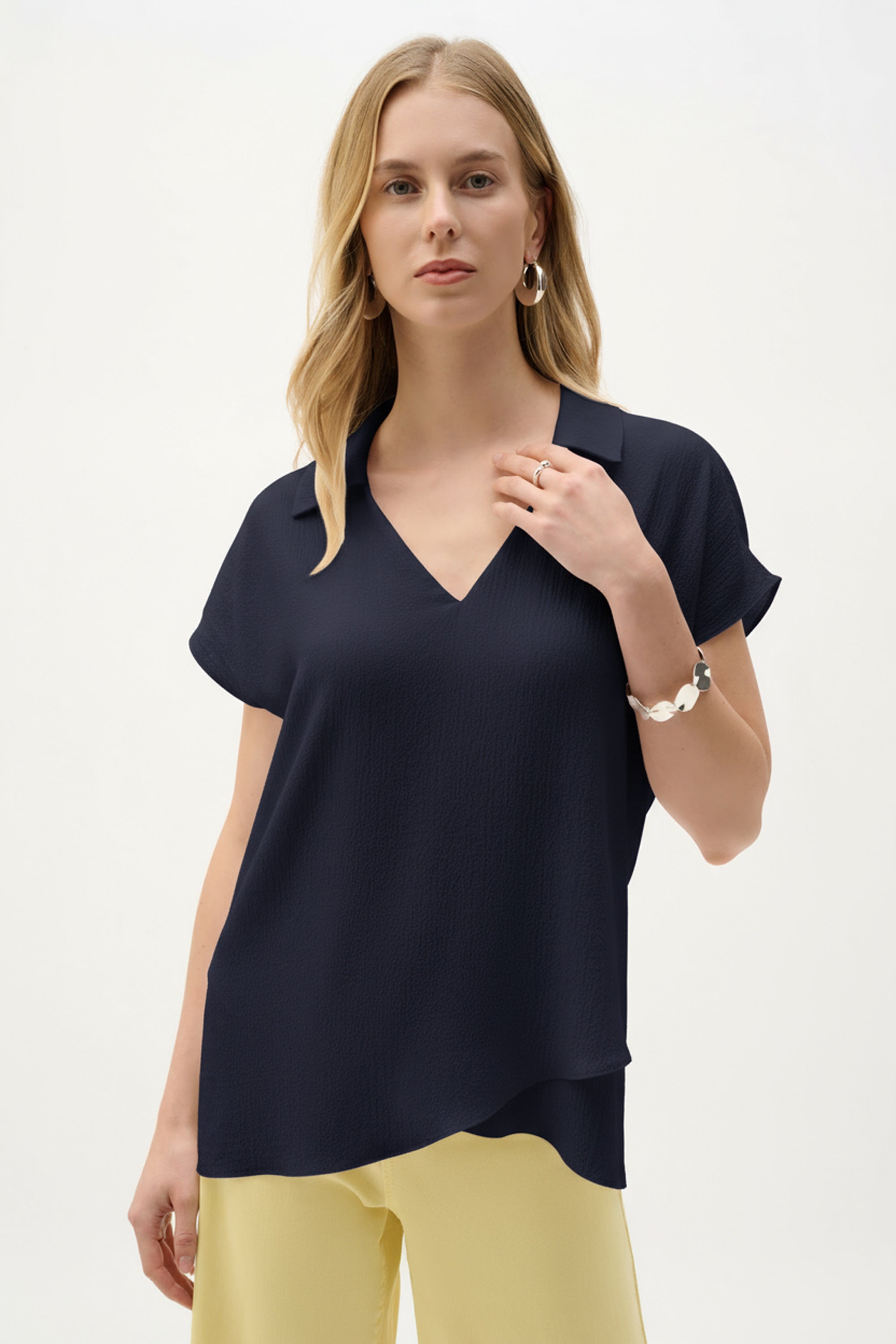 Layered top with asymmetrical cut and shirt collar - Joseph