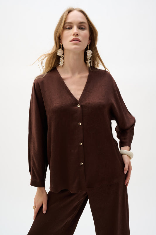 Haut boxy en satin froissé avec manches dolman - Joseph Ribkoff #262153