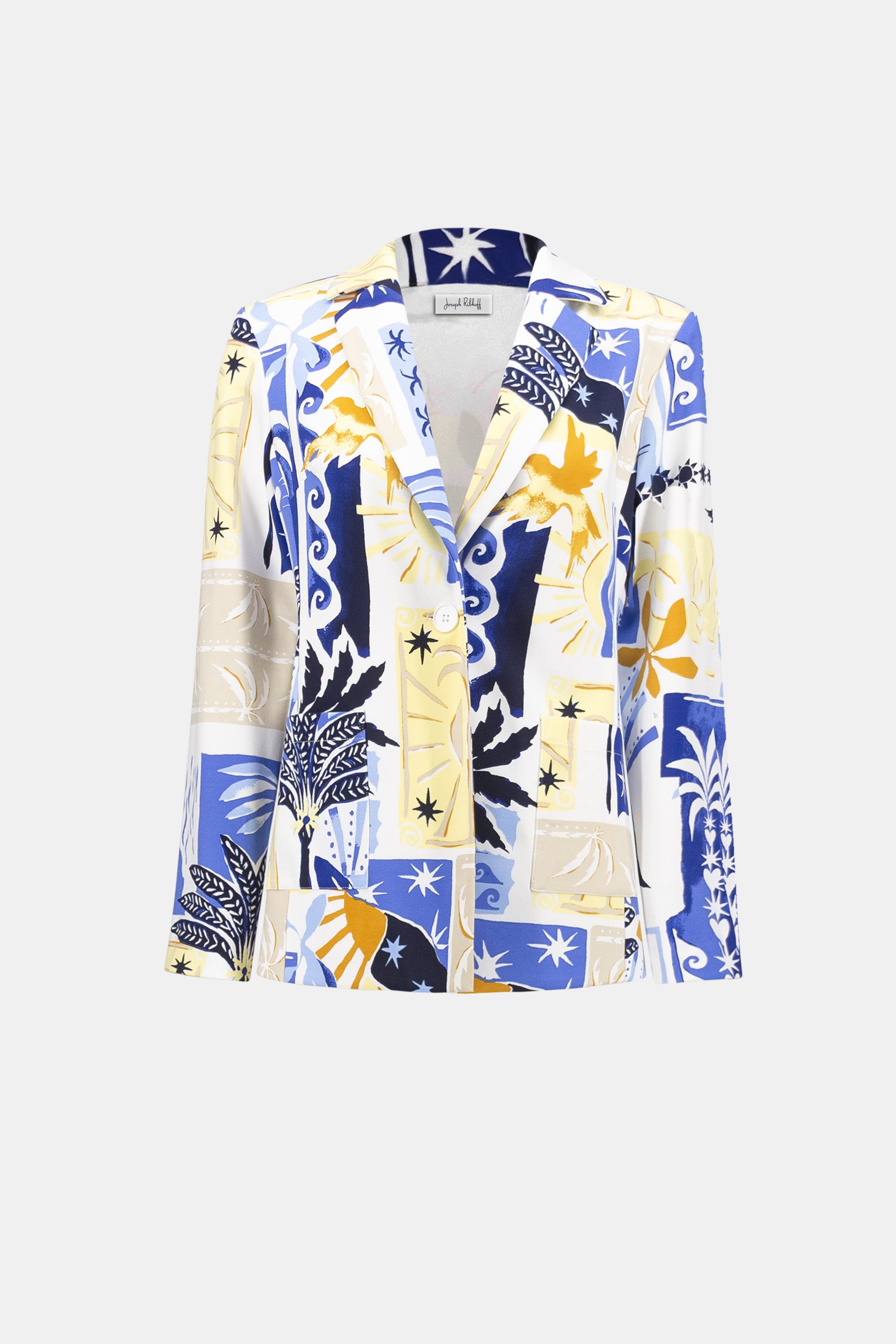 Veston ajusté à imprimé tropical en tricot soyeux - Joseph Ribkoff #262232