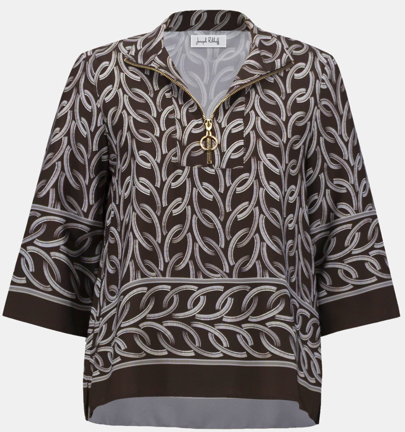 Boxy top in recycled woven chain print fabric - Joseph Ribkoff #263054
