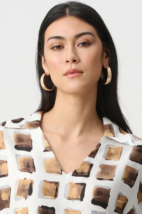 Haut boxy en satin recyclé à imprimé géométrique - Joseph Ribkoff #263088