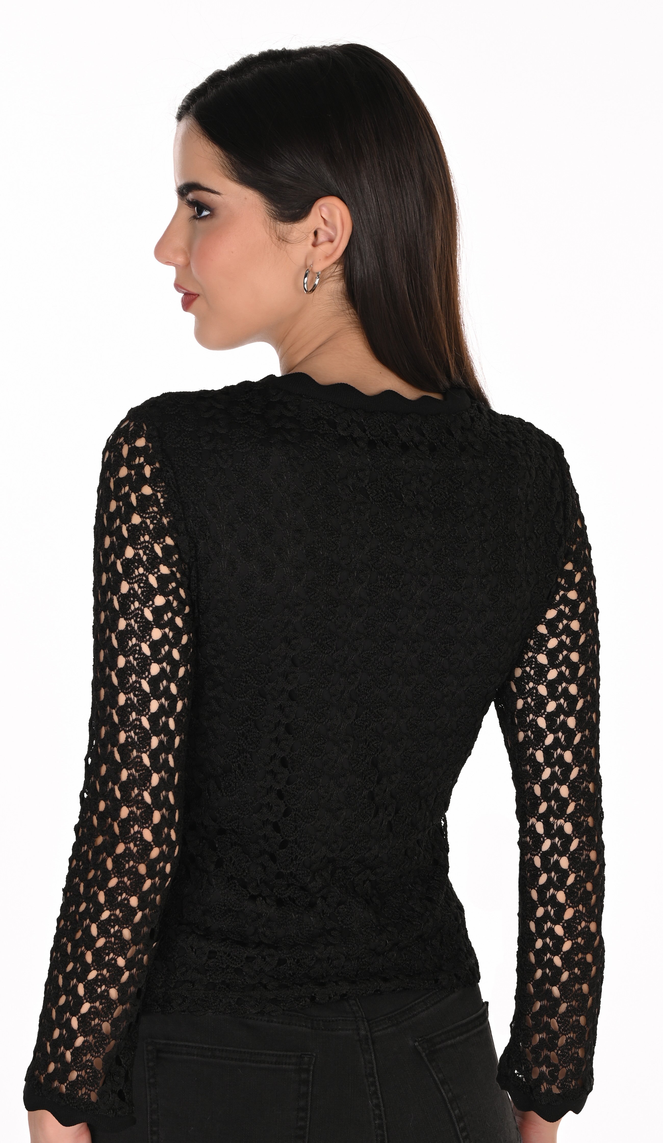 Haut ajusté en tricot texturé et dentelle ajourée - Frank Lyman #263198