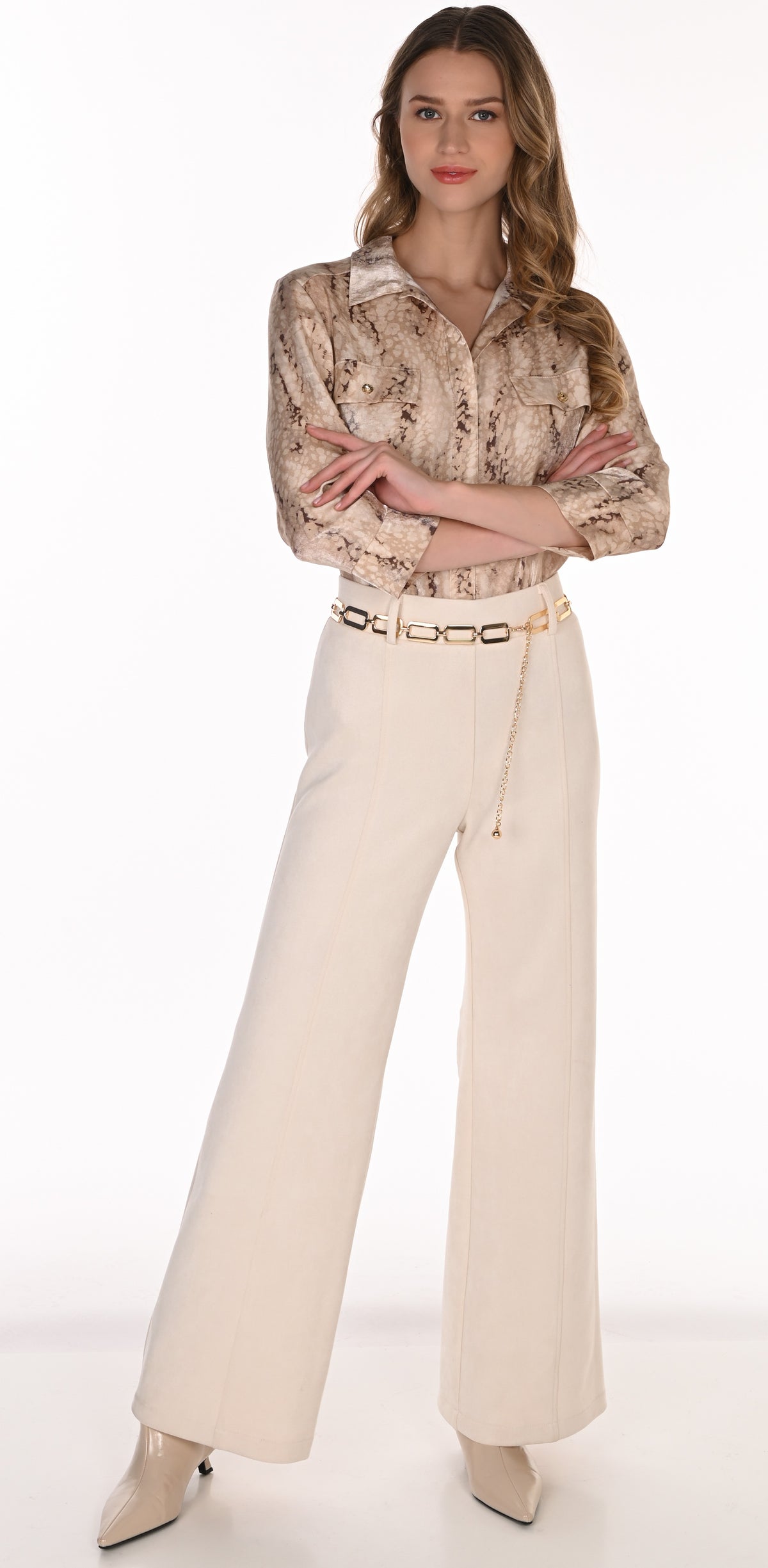 Pantalon en tricot suédé à jambe large - Frank Lyman #263379