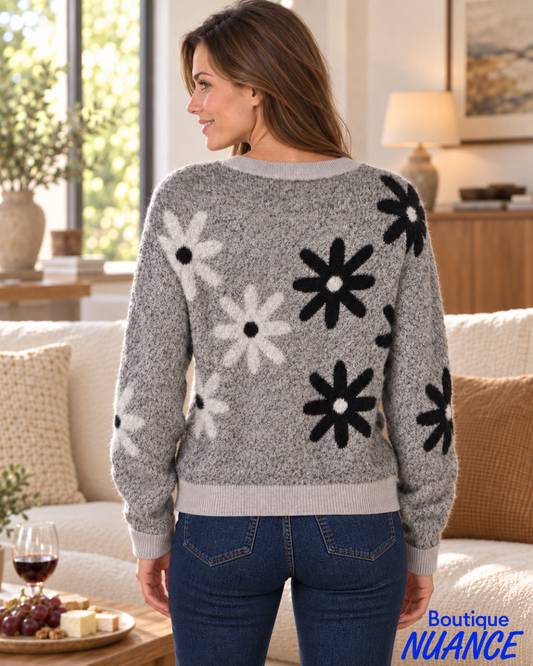 Pull fleuri texturé à motif floral contrastant - Frank Lyman #263713