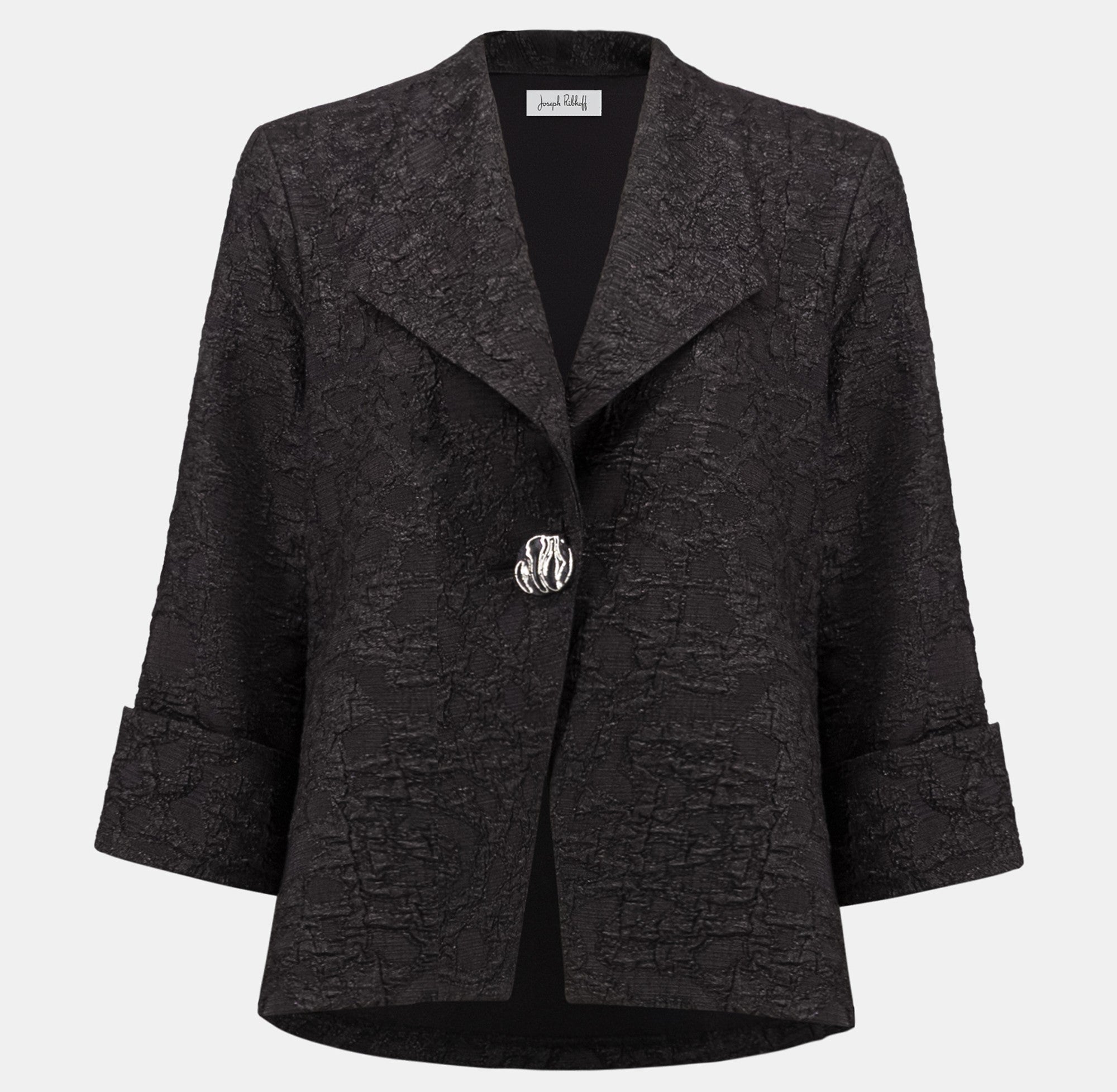 Signature | Blouson trapèze en jacquard texturé en lurex à col à revers - Joseph Ribkoff #263761