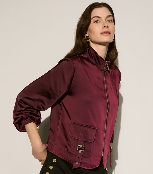 Blouson utilitaire en satin à manches bouffantes - Joseph Ribkoff #264939