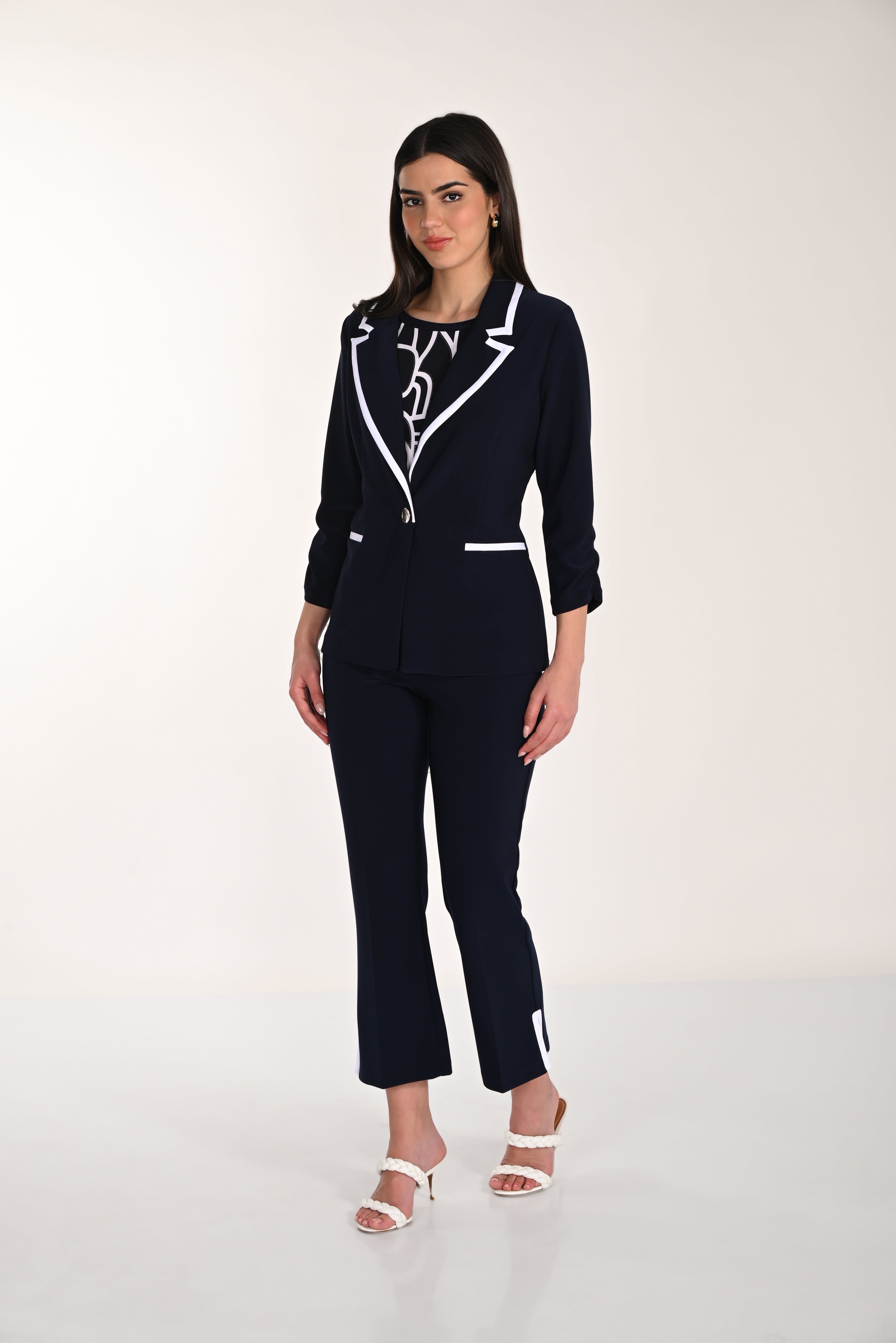 Navy Elegance – The Frank Lyman Contrast Trousers #266011