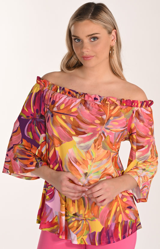 Tunique Estivale à Imprimé Feuillage – Le Tricot Soyeux Frank Lyman #266414