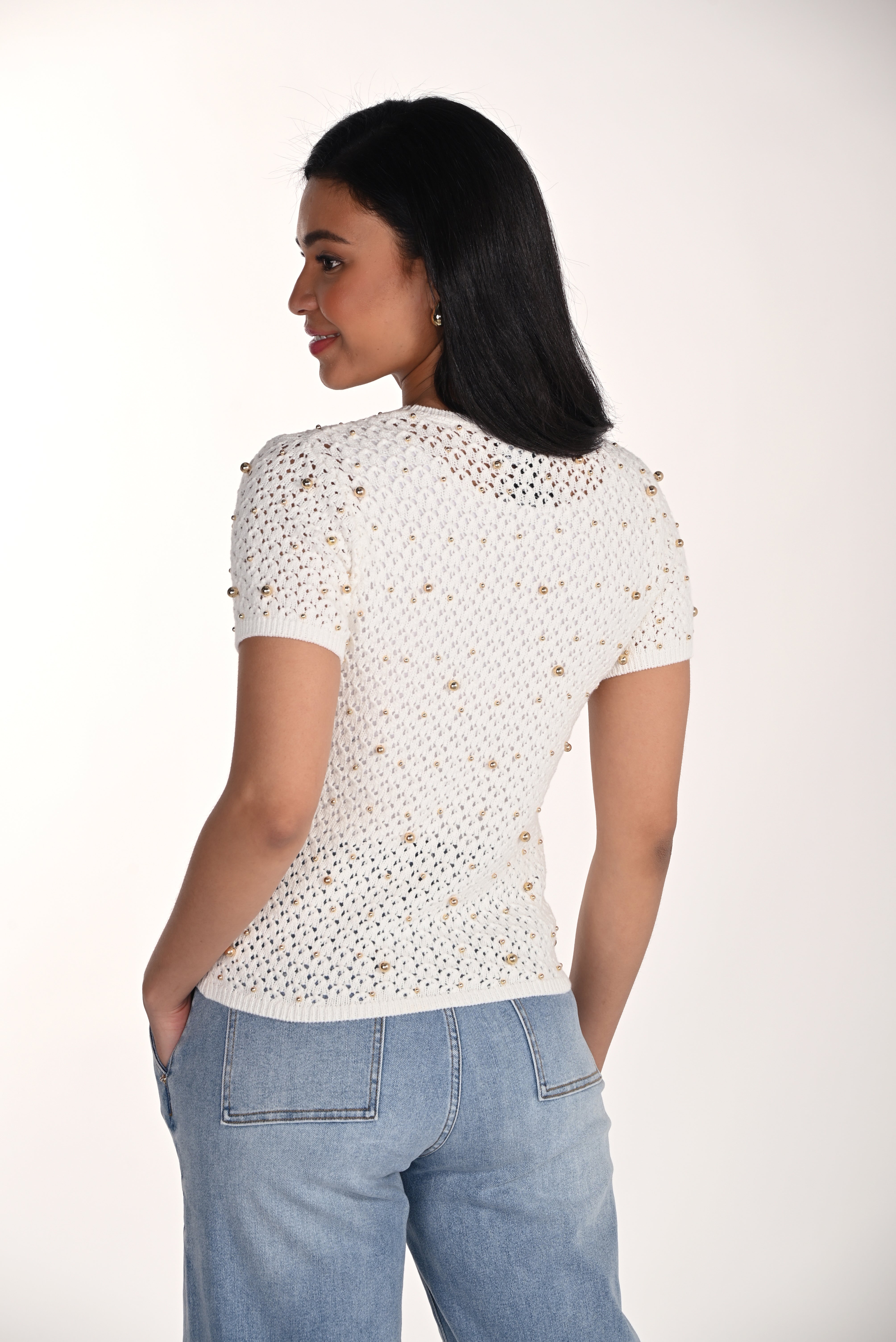 Beaded Openwork Knit Top – Frank Lyman #266510