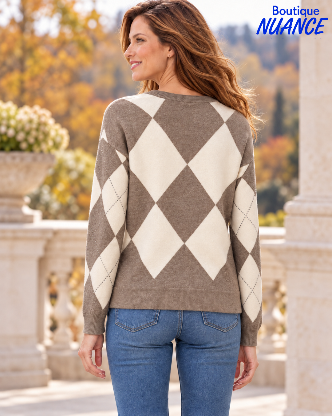 Tricot à motif argyle et détails scintillants – Tribal #3251O-8550
