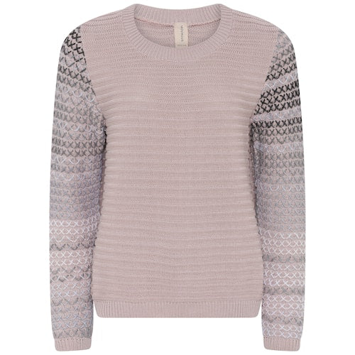 Tricot à col rond et manches longues rayées avec des motifs en X, par Skovhuus #3616