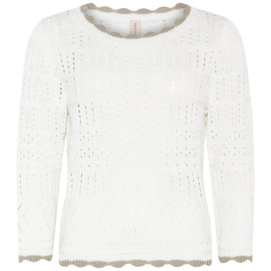 Haut en tricot ajouré à manches longues et finitions ondulées – Skovhuus #4207