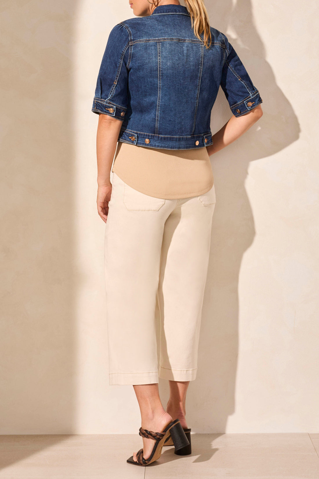 Veste de jeans courte, demie-manche, par Tribal #5713O