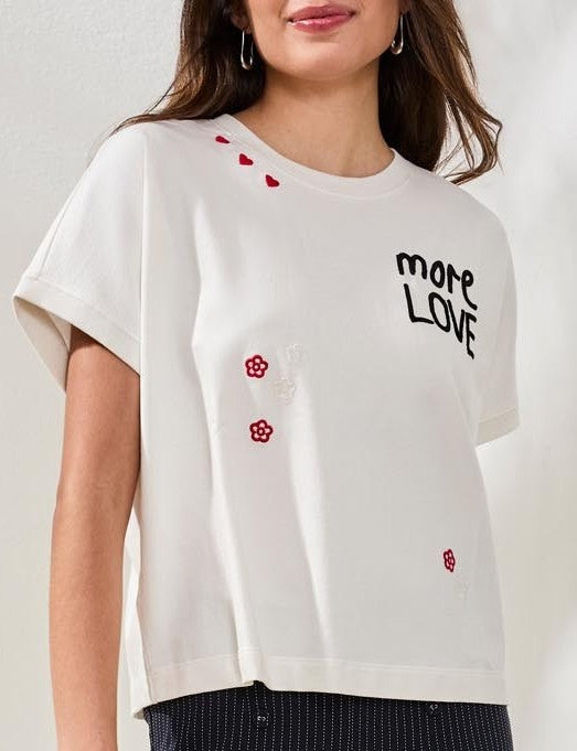 Haut à message brodé et finitions côtelées – Tribal #6099O-5140