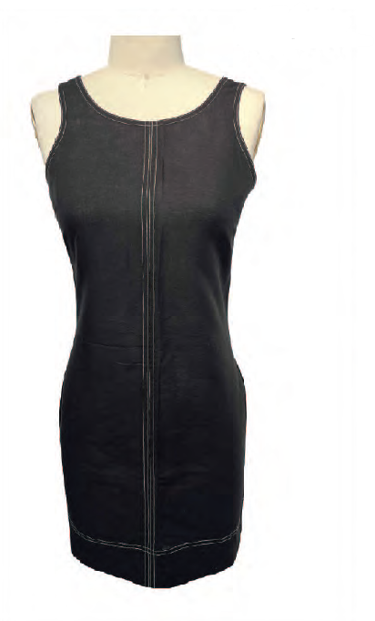 Robe noire sans manche, col rond et bretelles étroites, par Orly #811-09