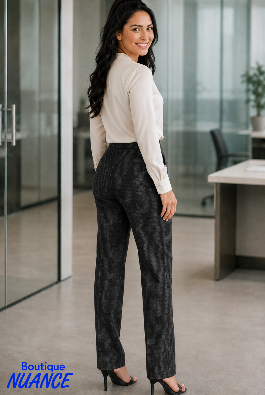 Pantalon classique à enfiler à jambe droite et motif texturé – Bali #8961