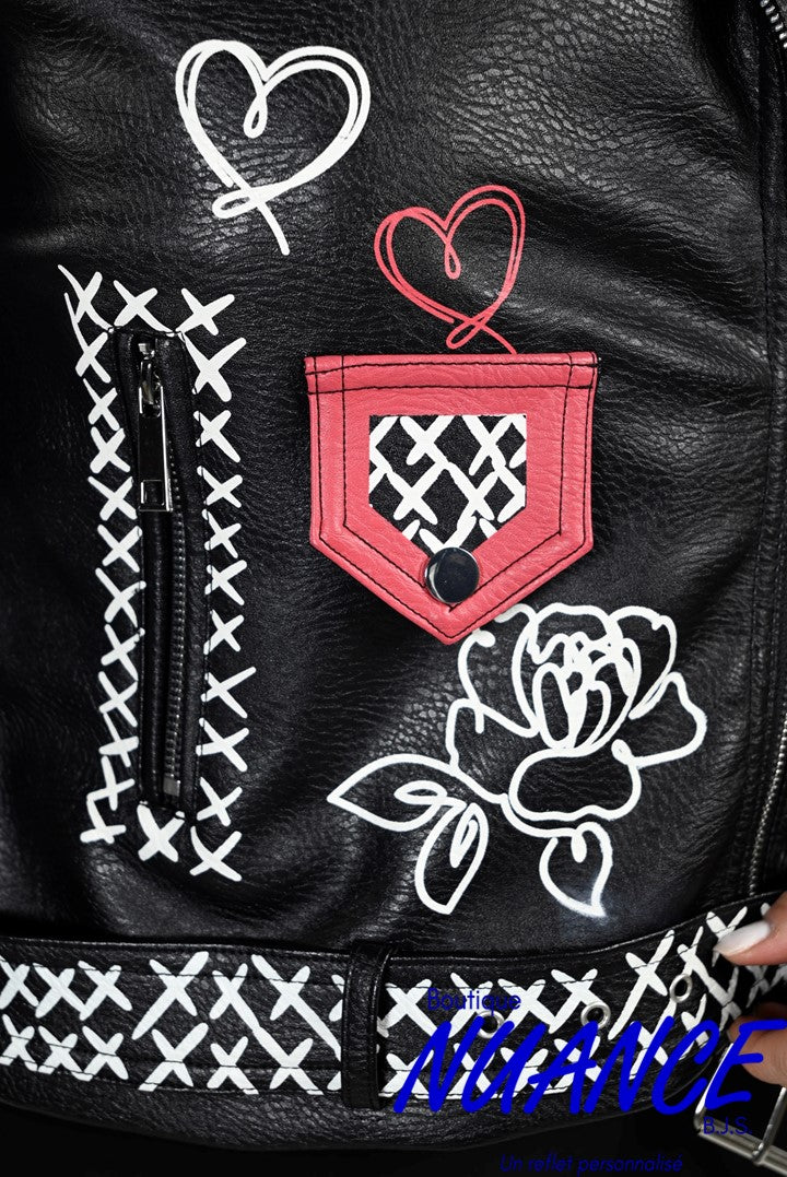 Veste tendance, en faux cuir noir fait par Frank Lyman #233816U