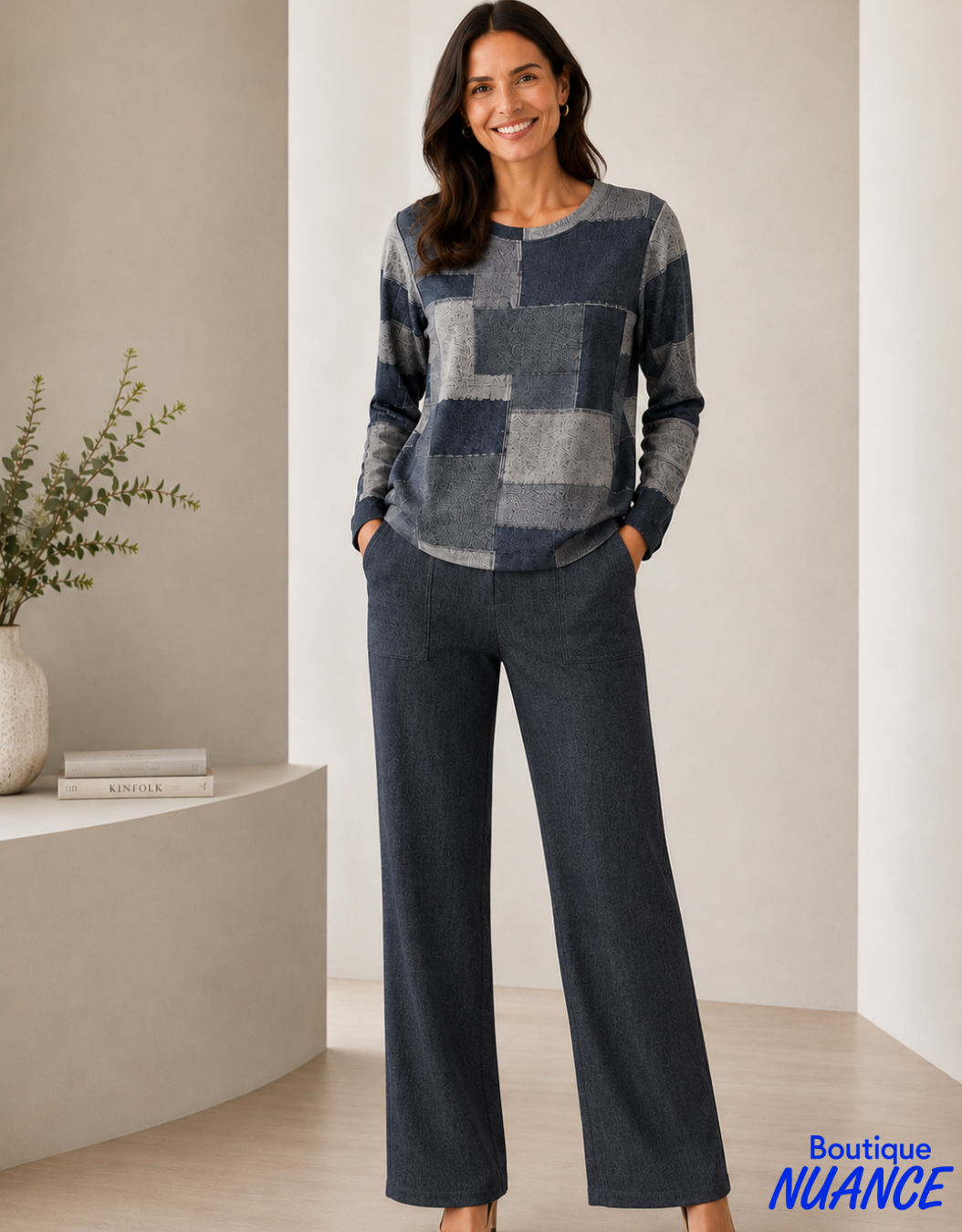 Pantalon à jambe large et poches appliquées - Dévia #F719P