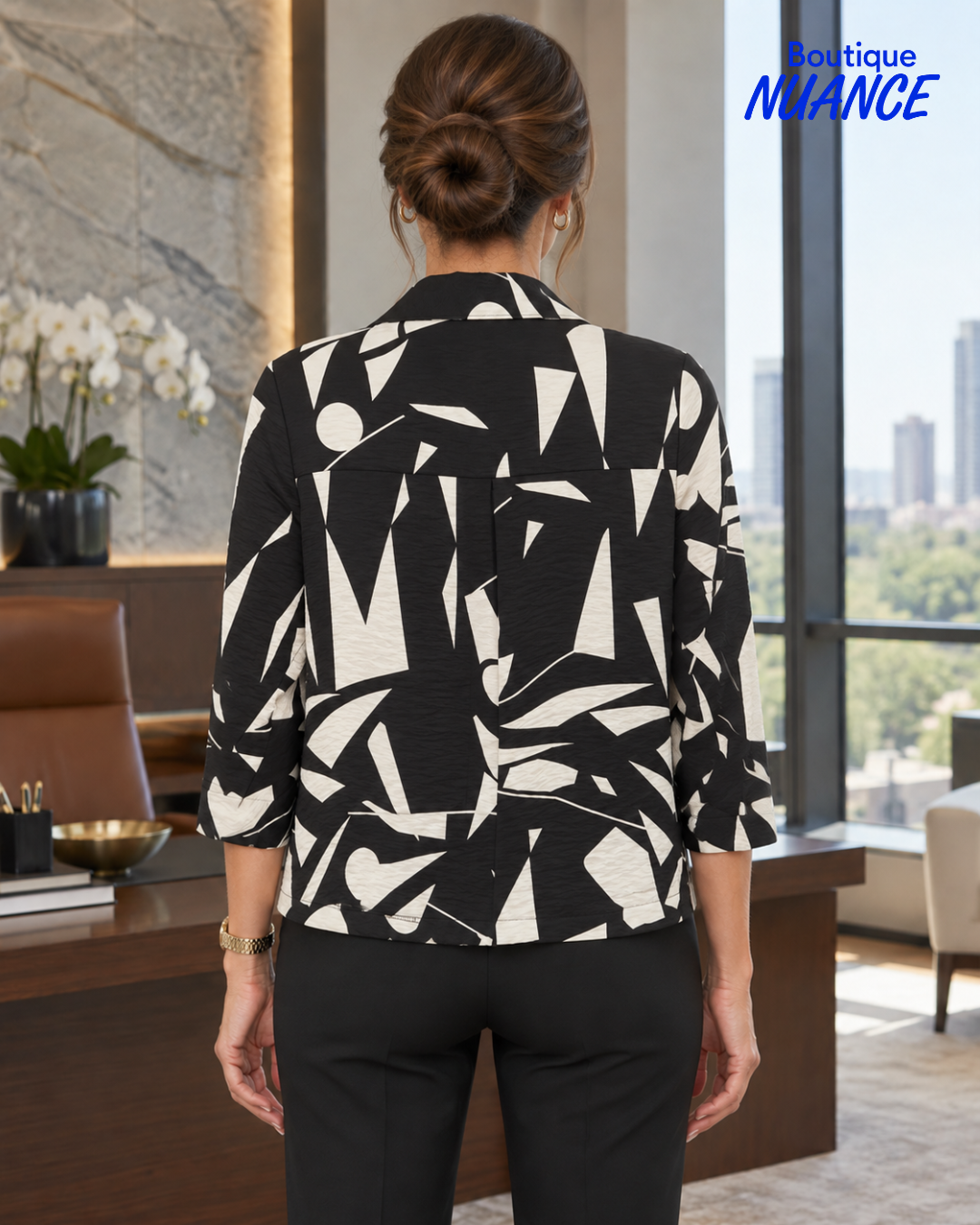 Chemisier-veste à imprimé géométrique – Dévia #F745J