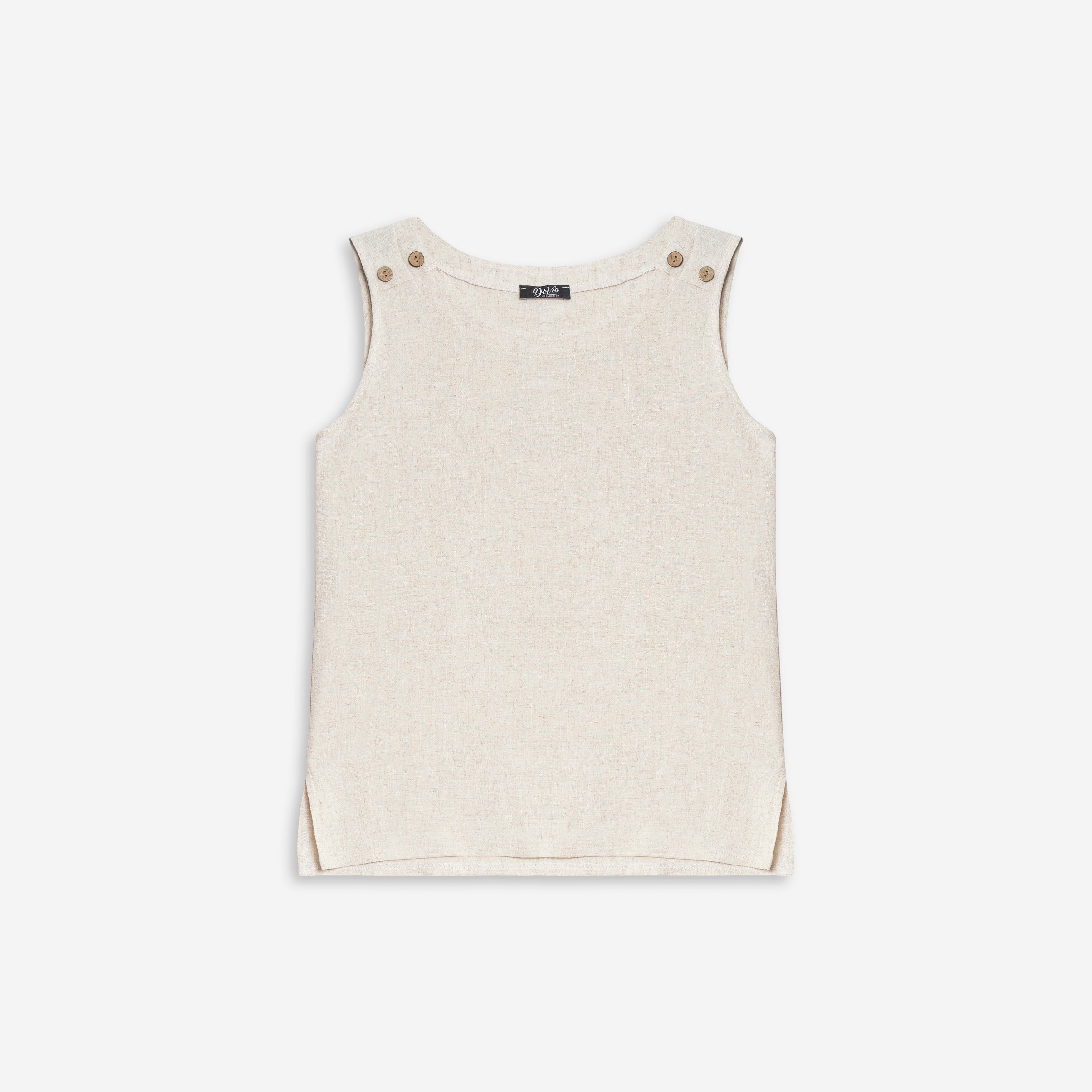 Camisole à col rond en rayonne et lin, par Dévia, S332T