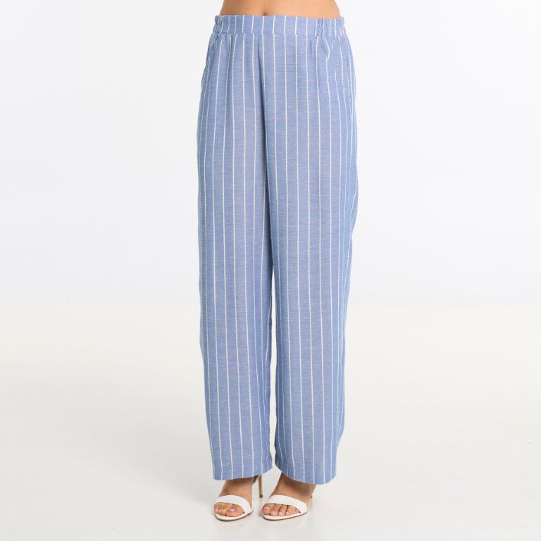 Straight-leg trousers with fine stripes and an elasticated waist – Dévia #S540P