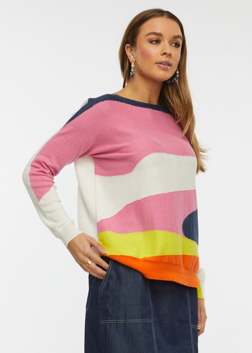 Long-sleeved sweater, with ripple patterns by Zaket & Plover #ZP6427U