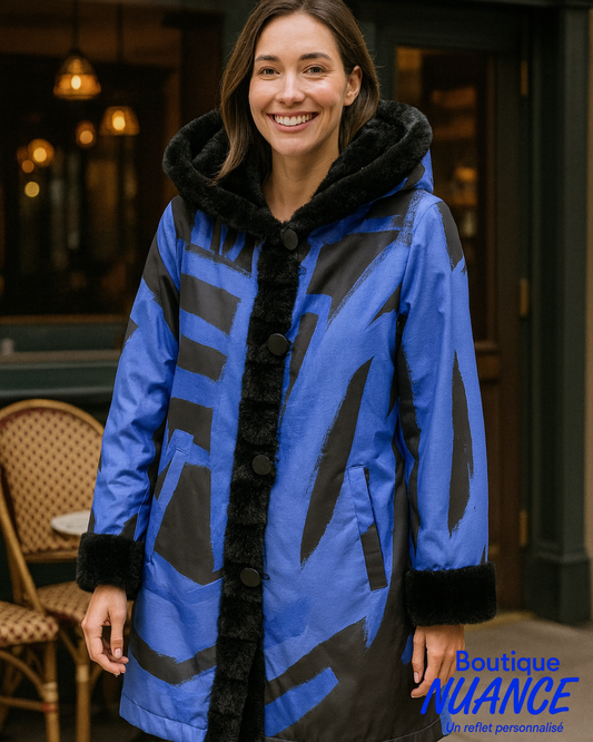 Élégance Réversible – Le Manteau Midnight par Claire Desjardins